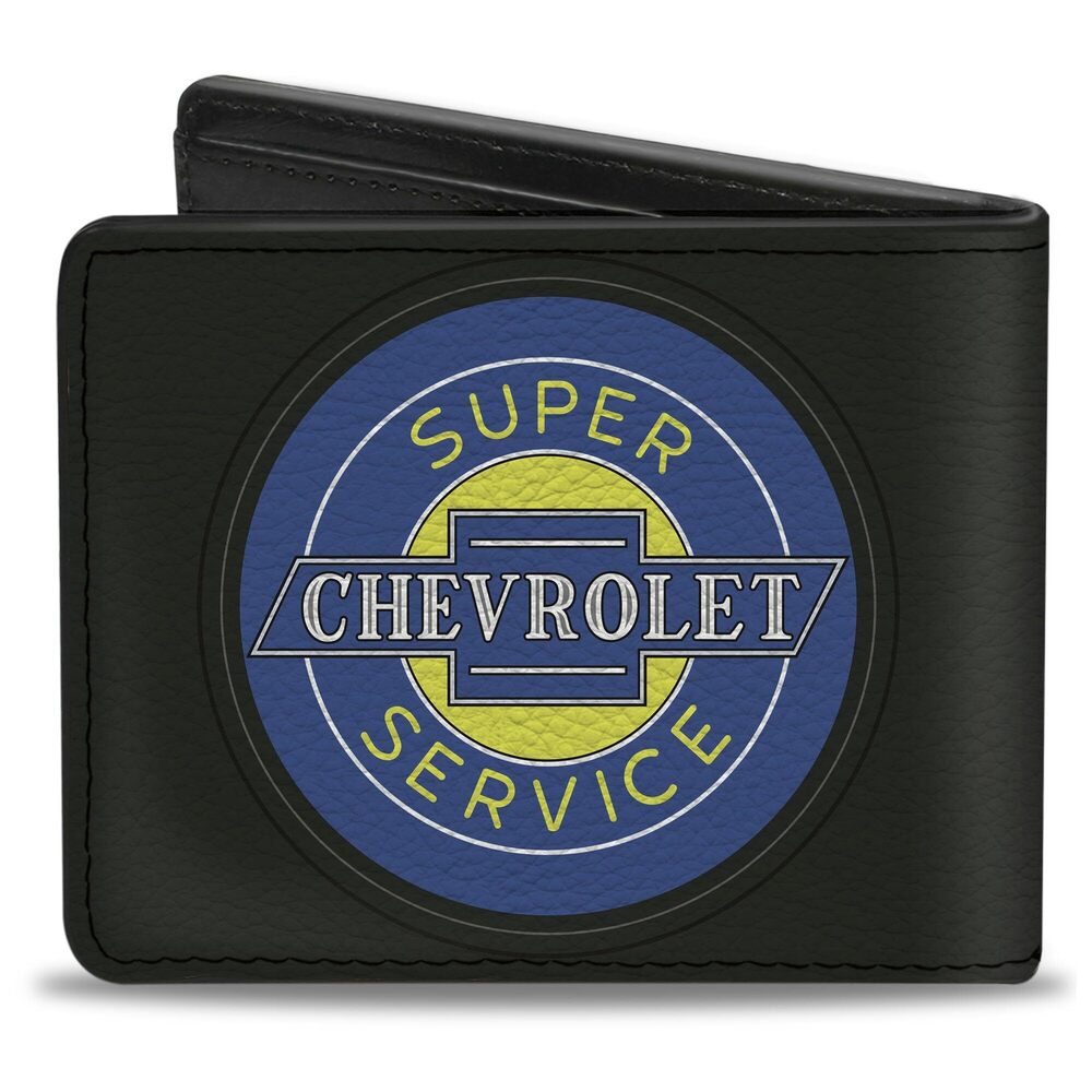 6209 PU Bifold Wallet-Chevrolet Super Service Logo Black/Blue/Yellow - Picture 2 of 8